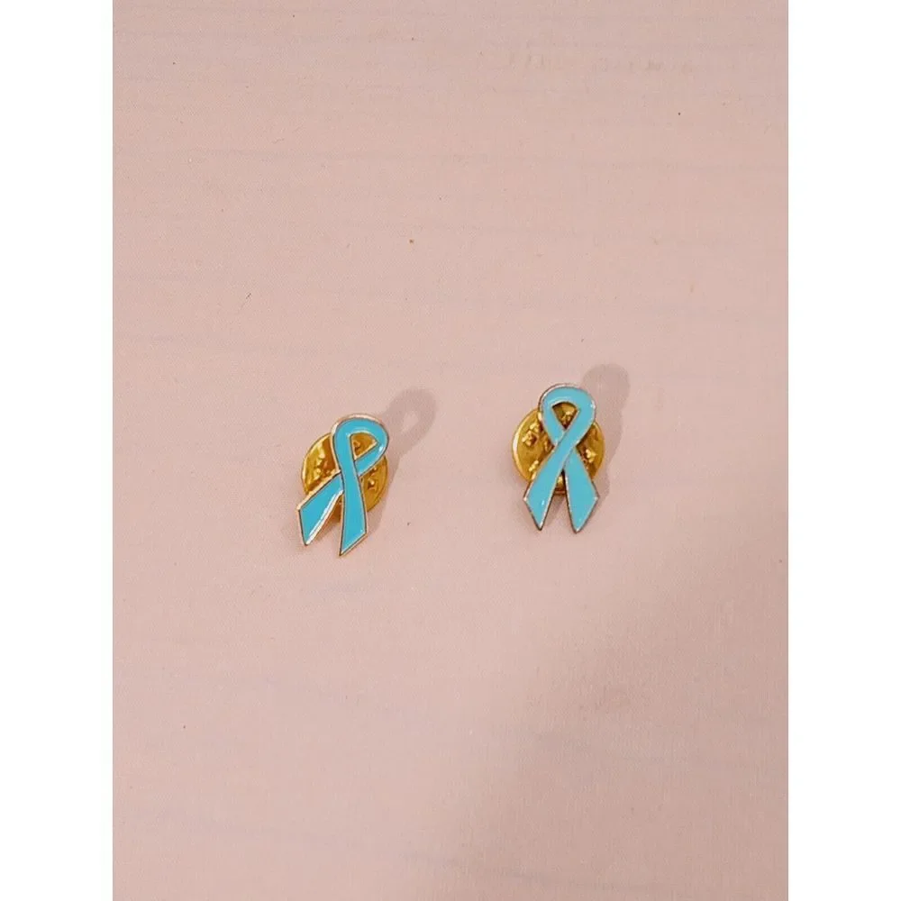 2 - Vintage Light Blue‎ Awareness Ribbon Collectible Lapel Hat Pin